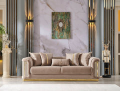 Elegance Beige Stationary Sofa - Ornate Home
