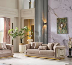 Elegance Beige Stationary Sofa - Ornate Home