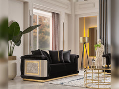 Elegance Black 3-pieces (Sofa & Loveseat & Chair) Living Room Set - Ornate Home