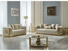 Elegance Cream 3-pieces (Sofa & Loveseat & Chair) Living Room Set - Ornate Home