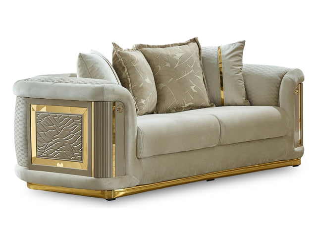 Elegance Cream Stationary Loveseat - Ornate Home