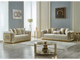 Elegance Cream Stationary Loveseat - Ornate Home