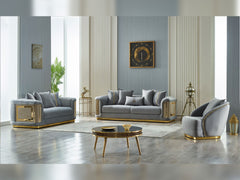 Elegance Light Grey 3-pieces (Sofa & Loveseat & Chair) Living Room Set - Ornate Home