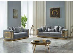 Elegance Light Grey Stationary Loveseat - Ornate Home