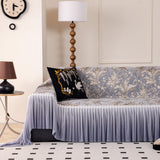 Elegant Botanical Sofa Cover with Pleated Tulle Skirt, Vintage Floral Couch Protector - Ornate Home
