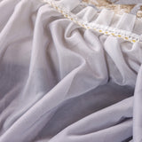 Elegant Botanical Sofa Cover with Pleated Tulle Skirt, Vintage Floral Couch Protector - Ornate Home