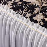 Elegant Botanical Sofa Cover with Pleated Tulle Skirt, Vintage Floral Couch Protector - Ornate Home
