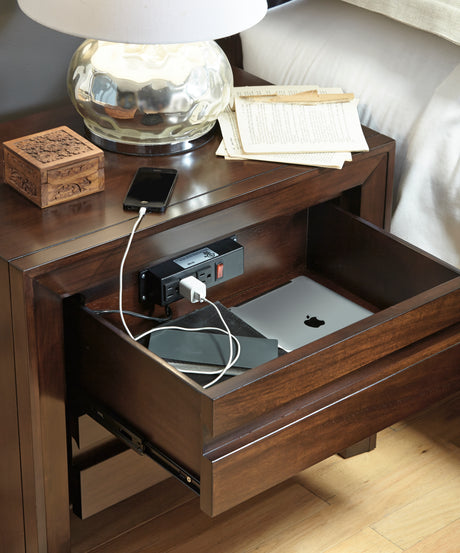 Element Charging Station Nightstand in Chocolate Brown - Ornate Home