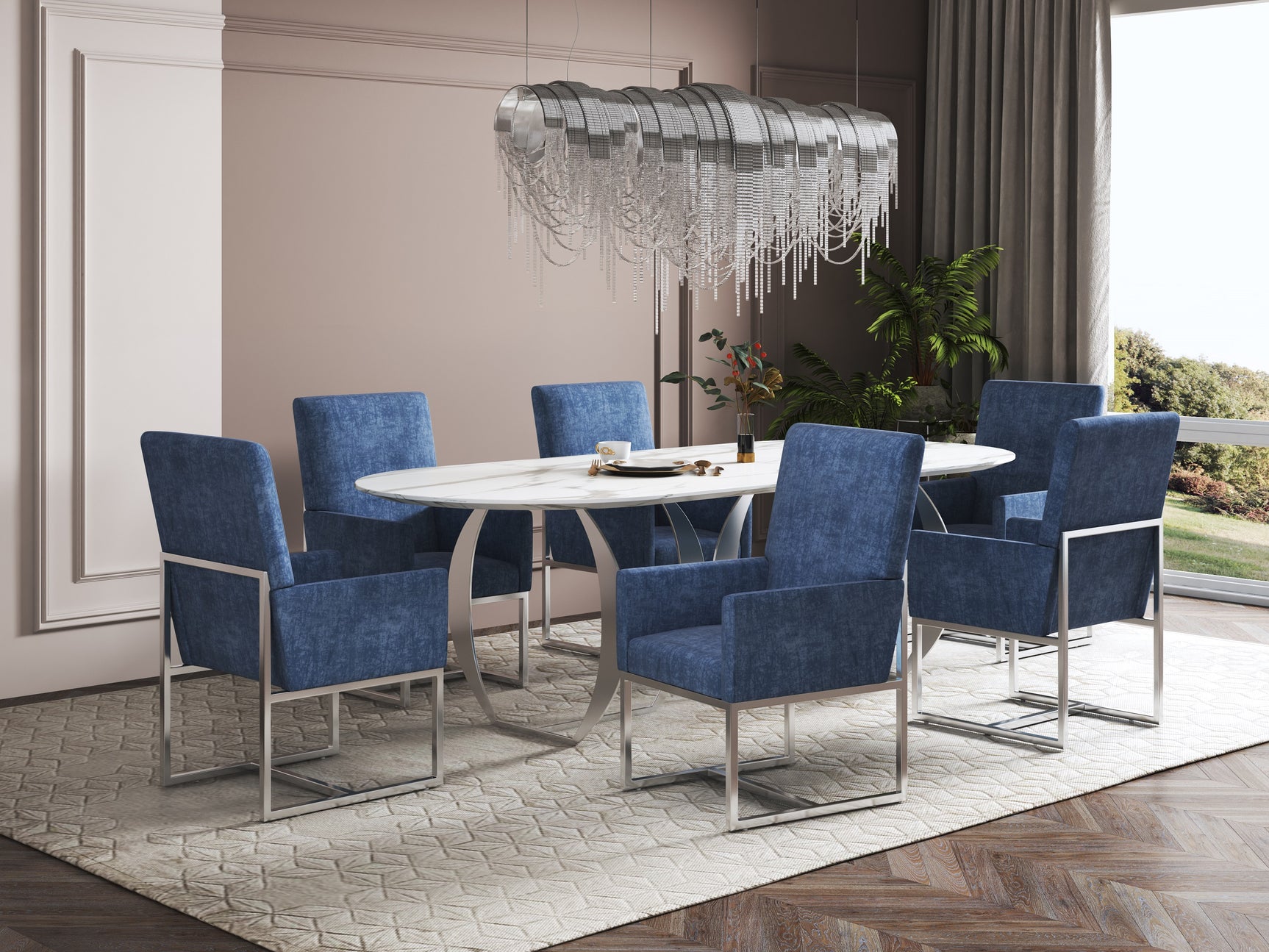 Element Dining Armchair in Blue - Ornate Home