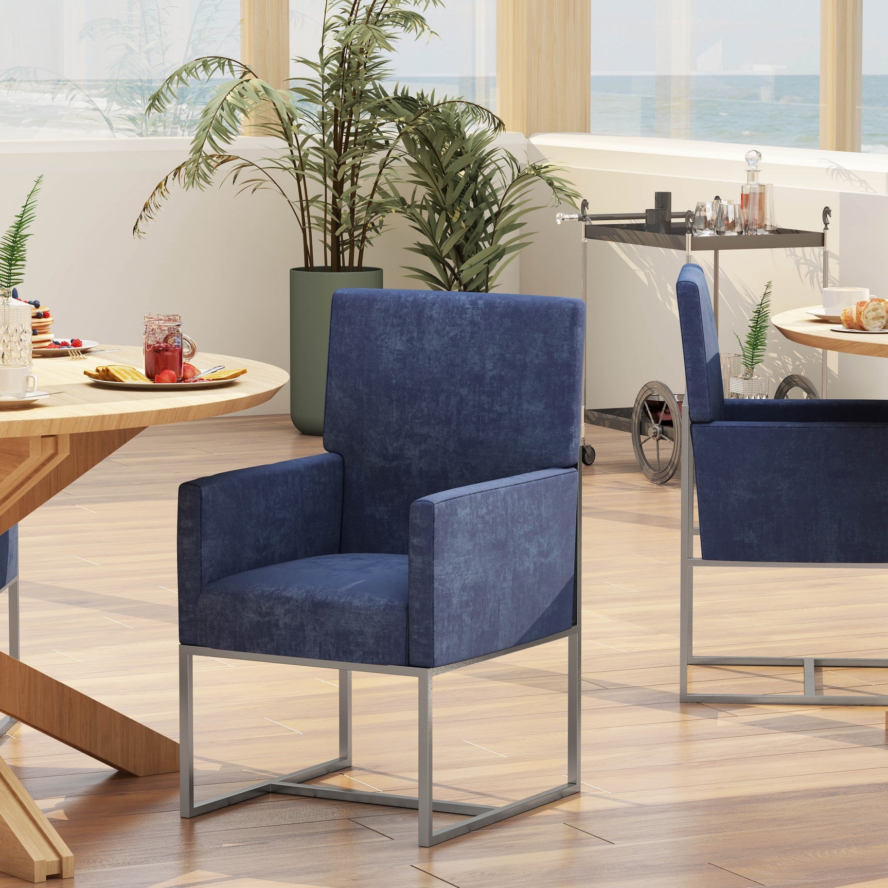Element Dining Armchair in Blue (set of 2) - Ornate Home