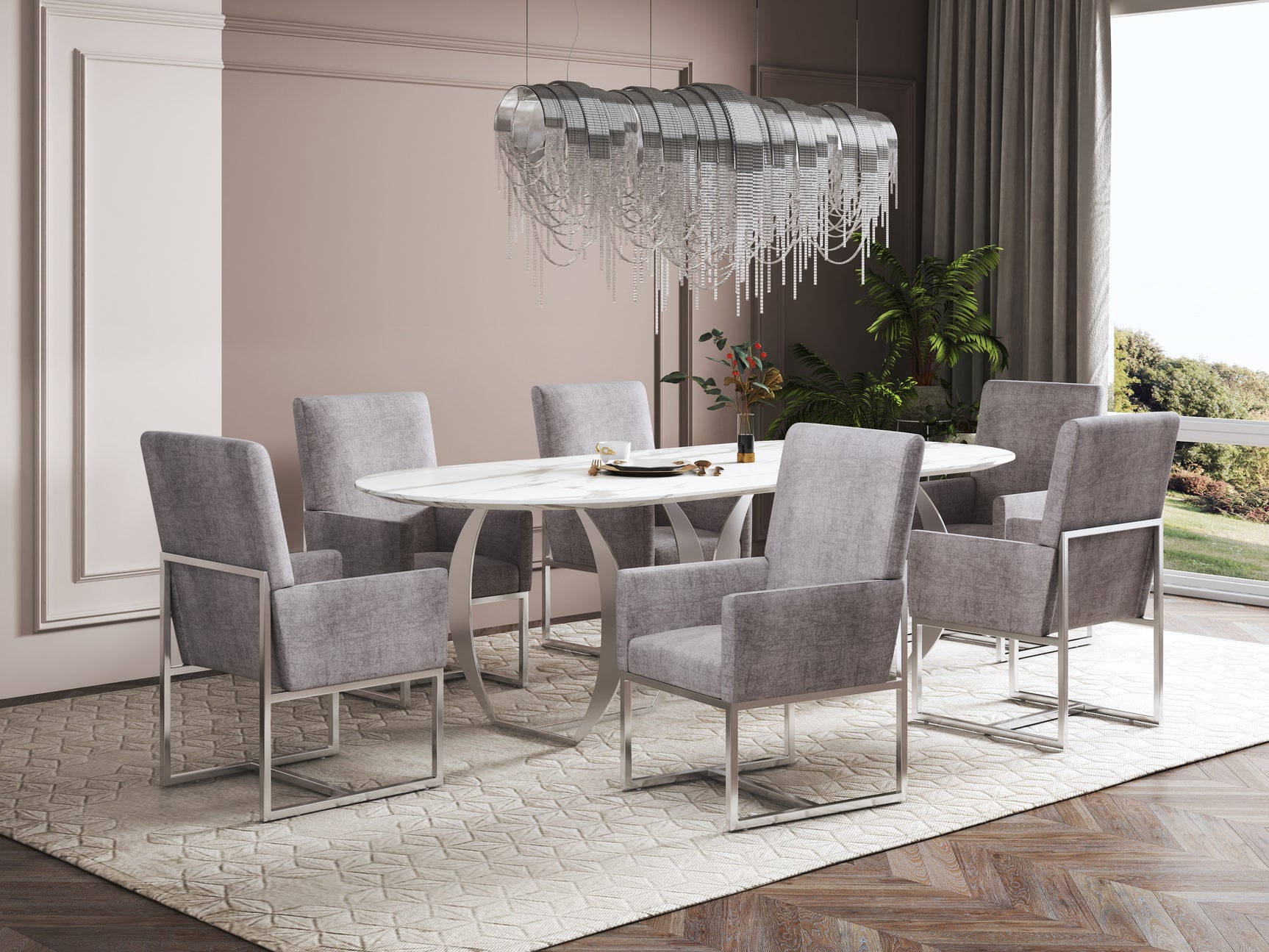 Element Dining Armchair in Steel - Ornate Home