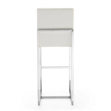 Element Faux Leather Bar Stool in Pearl White and Polished Chrome (set of 2) - Ornate Home