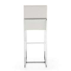 Element Faux Leather Bar Stool in Pearl White and Polished Chrome (set of 3) - Ornate Home
