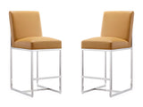 Element Faux Leather Counter Stool in Camel and Polished Chrome (set of 2) - Ornate Home