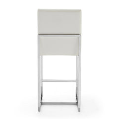 Element Faux Leather Counter Stool in Pearl White and Polished Chrome (set of 2) - Ornate Home