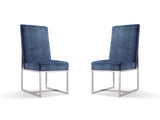 Element Velvet Dining Chair in Blue (set of 2) - Ornate Home