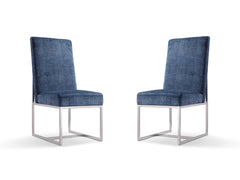 Element Velvet Dining Chair in Blue (set of 2) - Ornate Home