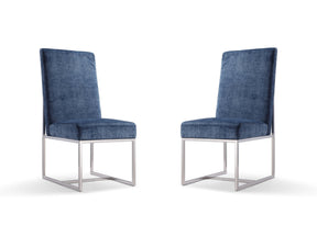 Element Velvet Dining Chair in Blue (set of 2) - Ornate Home