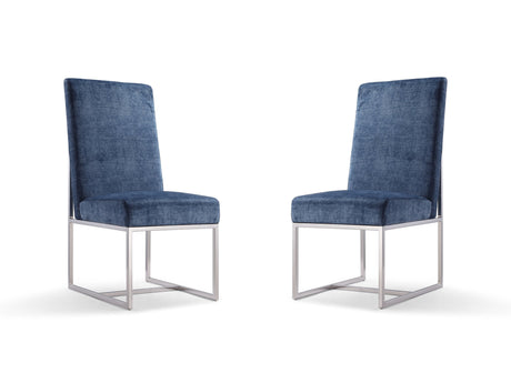 Element Velvet Dining Chair in Blue (set of 2) - Ornate Home