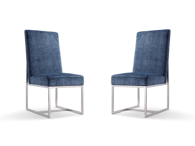 Element Velvet Dining Chair in Blue (set of 2) - Ornate Home