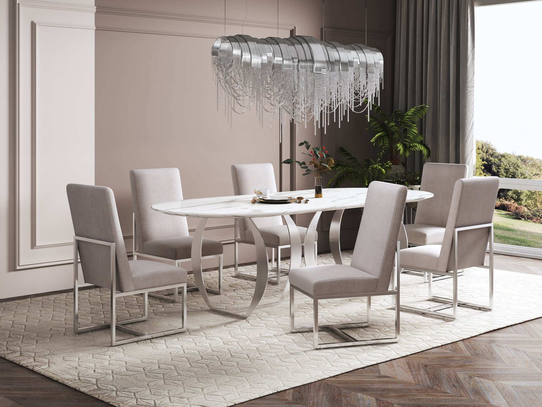 Element Velvet Dining Chair in Champagne - Ornate Home