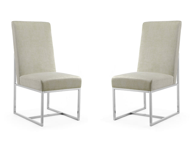 Element Velvet Dining Chair in Champagne (set of 2) - Ornate Home