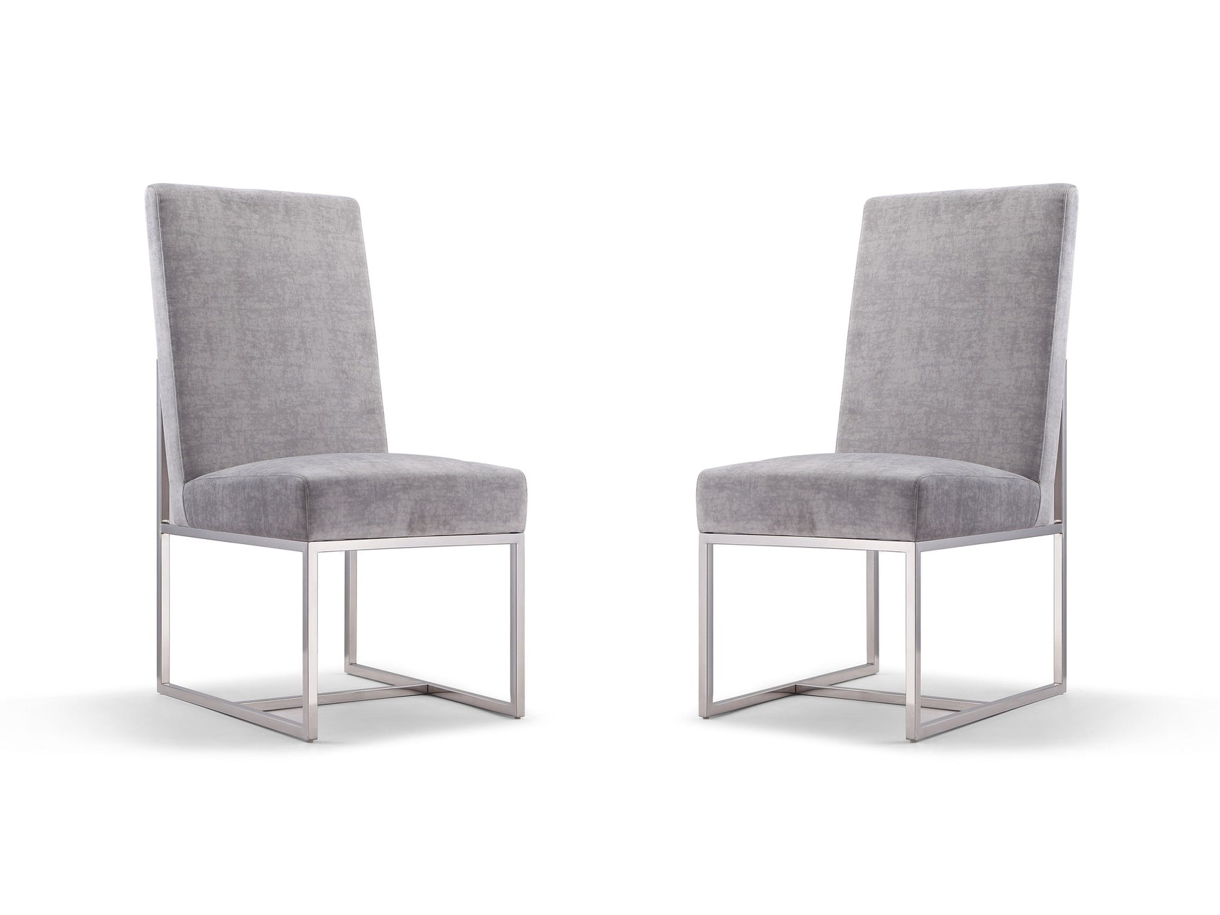 Element Velvet Dining Chair in Grey (set of 2) - Ornate Home