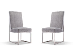 Element Velvet Dining Chair in Grey (set of 2) - Ornate Home