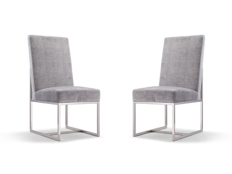 Element Velvet Dining Chair in Grey (set of 2) - Ornate Home