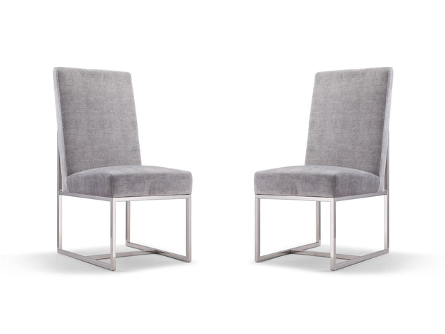 Element Velvet Dining Chair in Grey (set of 2) - Ornate Home