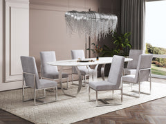 Element Velvet Dining Chair in Grey (set of 2) - Ornate Home