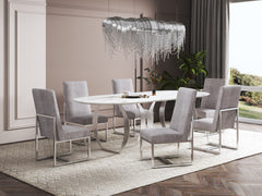 Element Velvet Dining Chair in Steel - Ornate Home