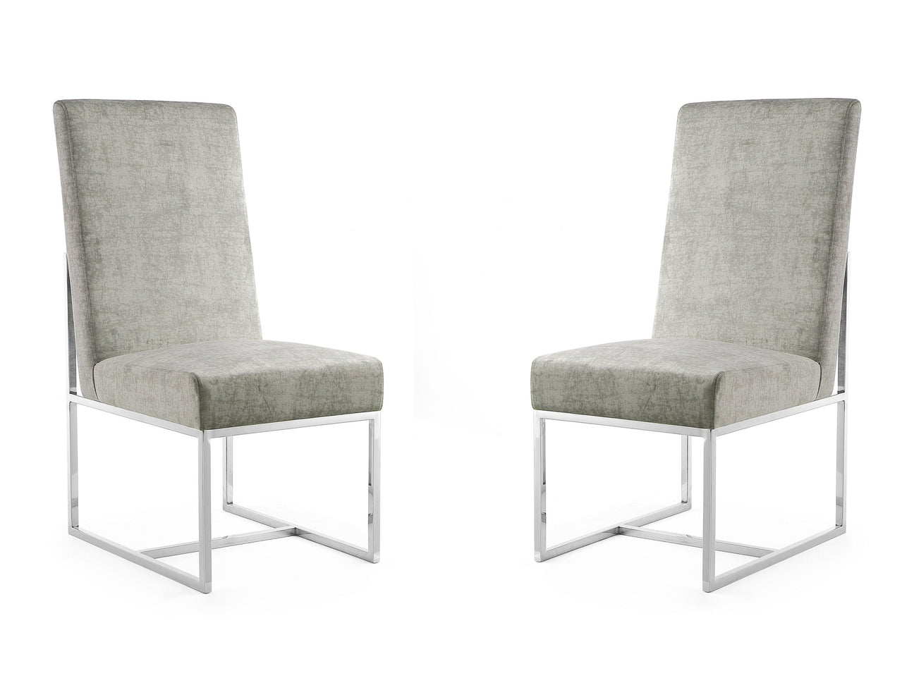 Element Velvet Dining Chair in Steel (set of 2) - Ornate Home