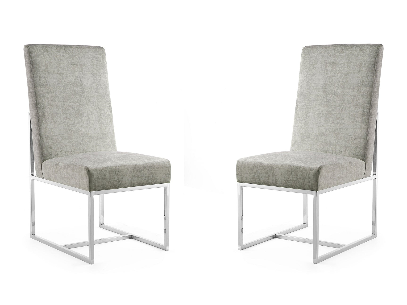 Element Velvet Dining Chair in Steel (set of 2) - Ornate Home