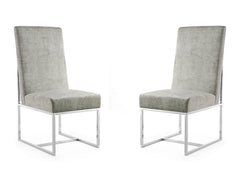 Element Velvet Dining Chair in Steel (set of 2) - Ornate Home