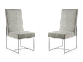 Element Velvet Dining Chair in Steel (set of 2) - Ornate Home
