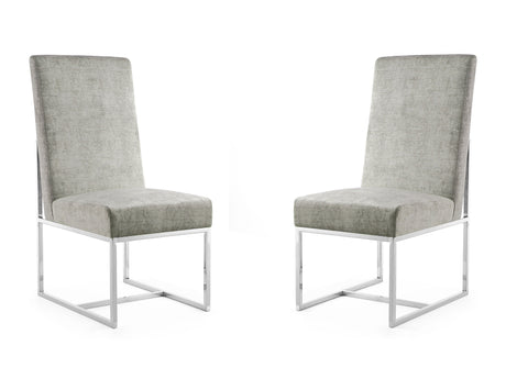 Element Velvet Dining Chair in Steel (set of 2) - Ornate Home