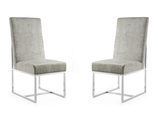 Element Velvet Dining Chair in Steel (set of 2) - Ornate Home