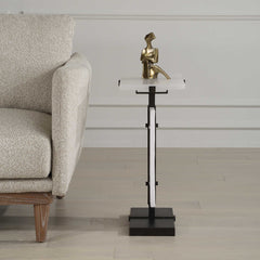 Elements Bubble Bronze/White Glass Accent Table - Ornate Home