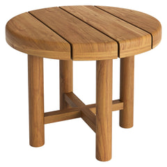 Eleni Natural 20-Inch Round Outdoor Patio Teak Wood Side Table - Ornate Home