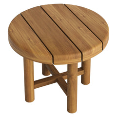 Eleni Natural 20-Inch Round Outdoor Patio Teak Wood Side Table - Ornate Home