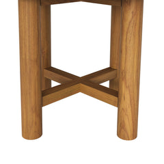 Eleni Natural 20-Inch Round Outdoor Patio Teak Wood Side Table - Ornate Home