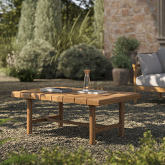 Eleni Natural 41-Inch Outdoor Patio Teak Wood Coffee Table - Ornate Home