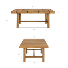 Eleni Natural 41-Inch Outdoor Patio Teak Wood Coffee Table - Ornate Home
