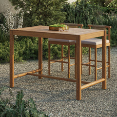 Eleni Natural Rectangle 56-Inch Outdoor Patio Teak Wood Rectangular Bar Table - Ornate Home