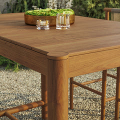 Eleni Natural Rectangle 56-Inch Outdoor Patio Teak Wood Rectangular Bar Table - Ornate Home