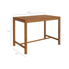 Eleni Natural Rectangle 56-Inch Outdoor Patio Teak Wood Rectangular Bar Table - Ornate Home
