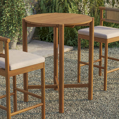 Eleni Natural Round 35 Inch Outdoor Patio Teak Wood Round Bar Table - Ornate Home