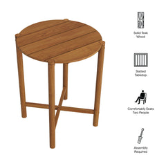 Eleni Natural Round 35 Inch Outdoor Patio Teak Wood Round Bar Table - Ornate Home
