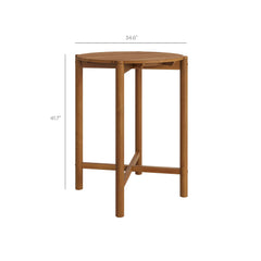 Eleni Natural Round 35 Inch Outdoor Patio Teak Wood Round Bar Table - Ornate Home